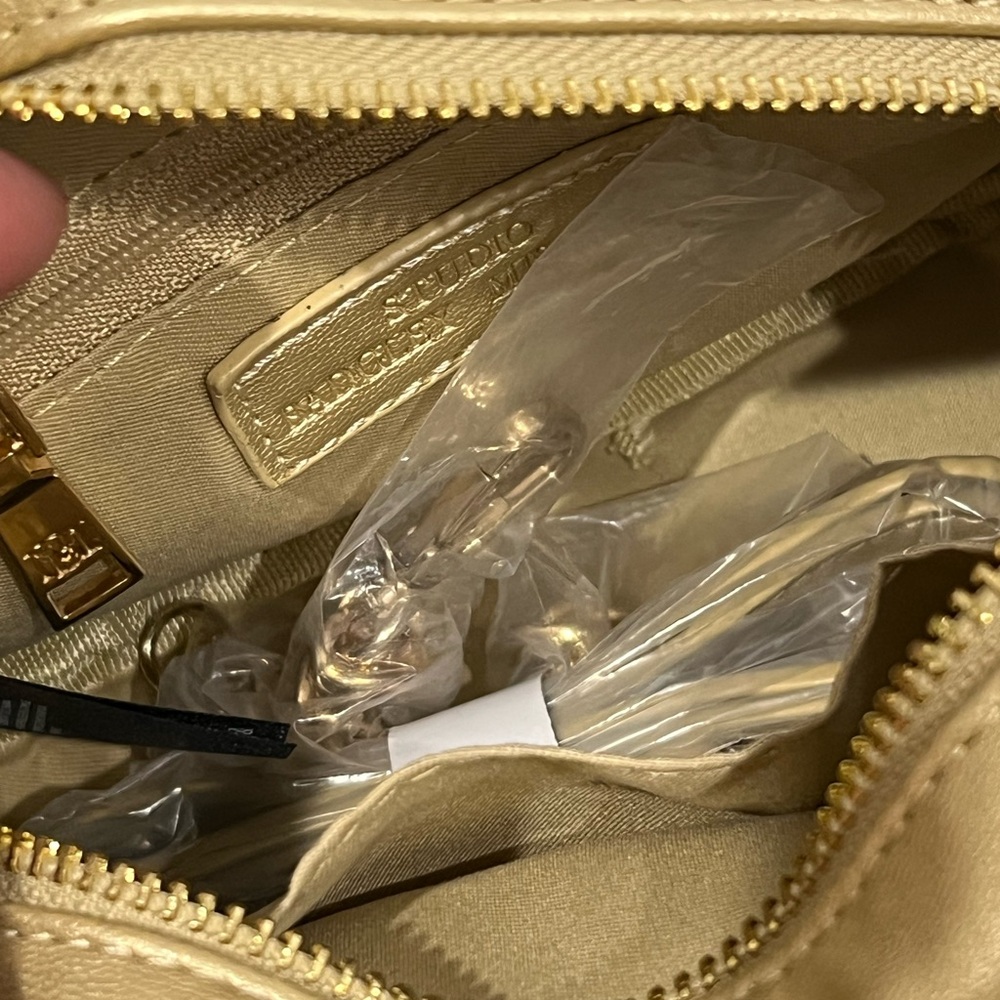 Badgley Mischka Metallic Gold Crossbody mini Dome Bag - Picture 6 of 7